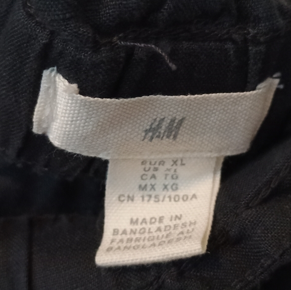 H&M 100% Linen Black Shorts with Drawstring Size XL - Picture 3 of 8